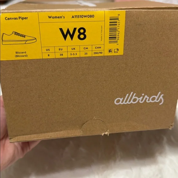 allbirds White Low-Top Canvas Piper Sneakers 8 NIB - Picture 2 of 6